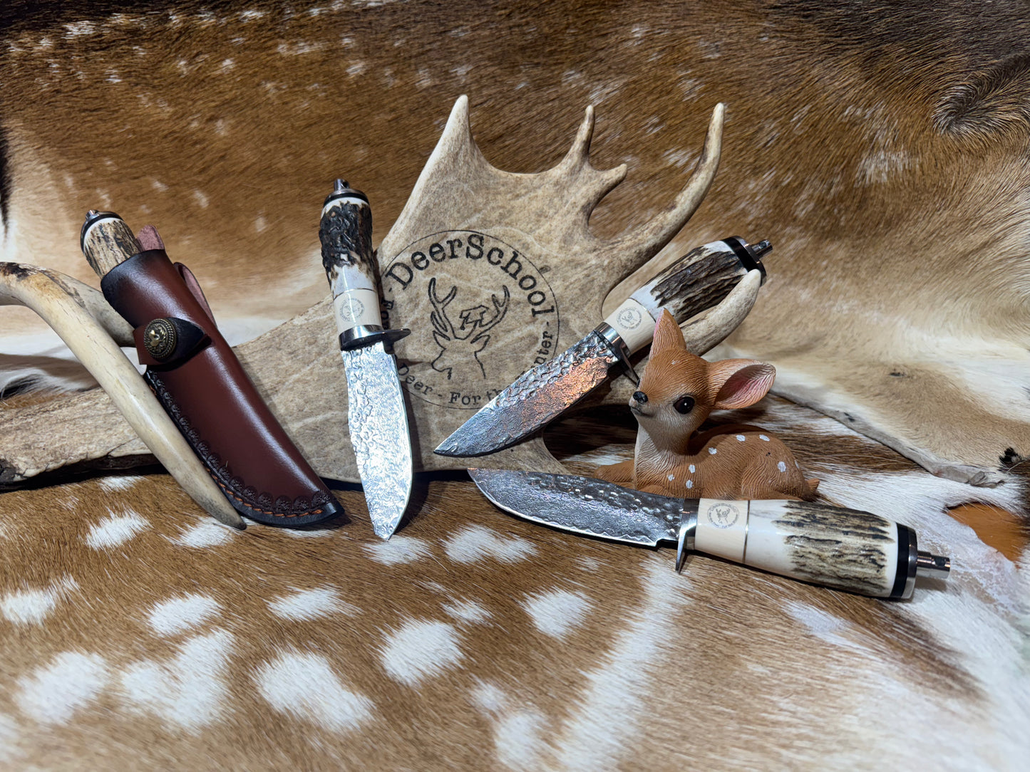 Red Deer Antler Handle Knife