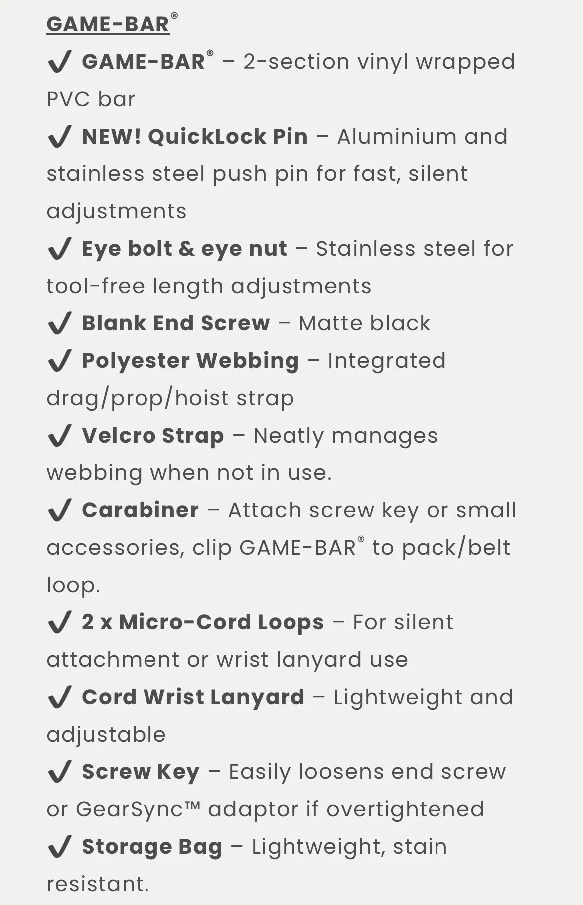 Bullet point description of the Game bar features